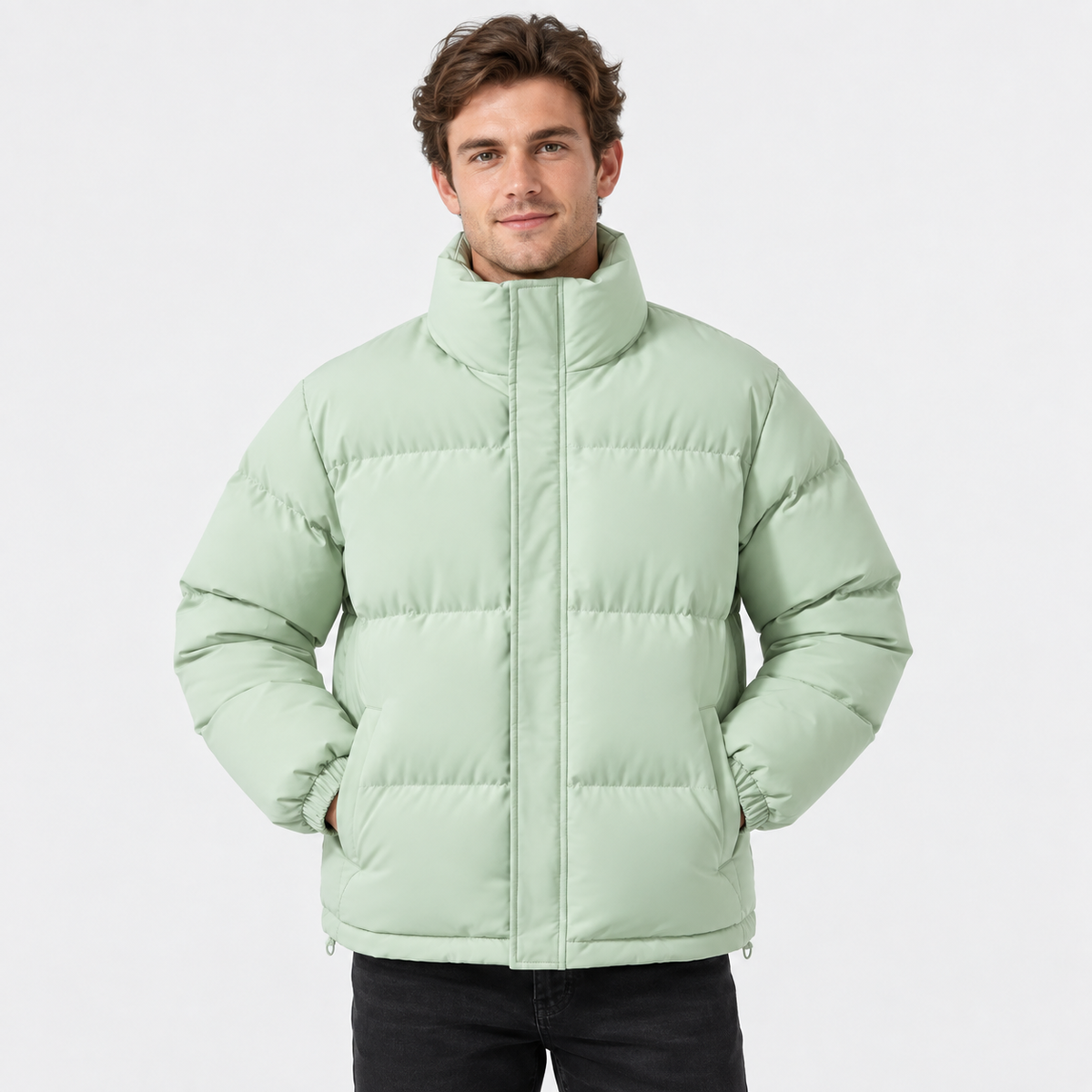 Men's Stand Collar Padded Coat - Thickened Loose Fit