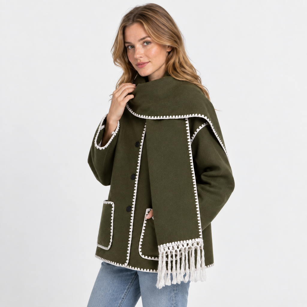 Women's Wool-Look Coat - Thick Loose Fit with Pockets