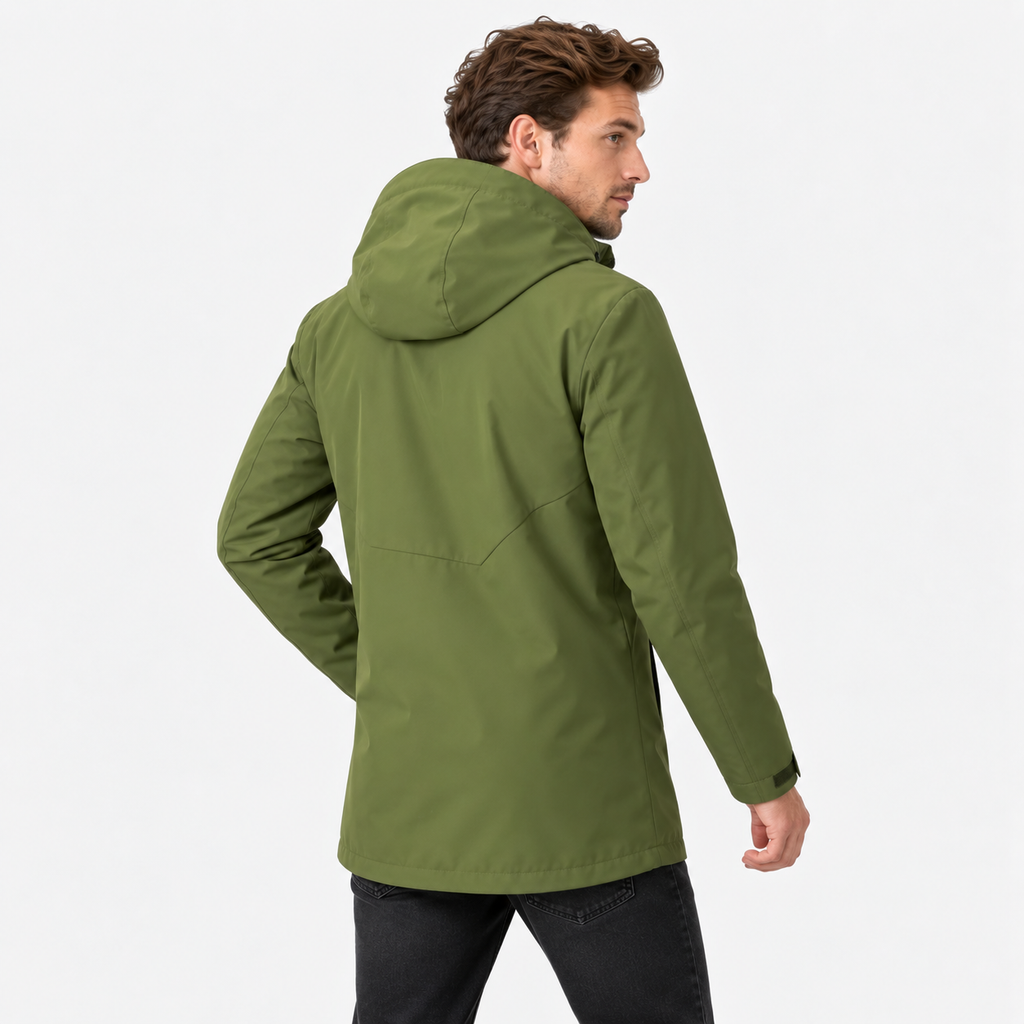 Men's Hooded Shell Jacket - Windproof Mid-Length Style