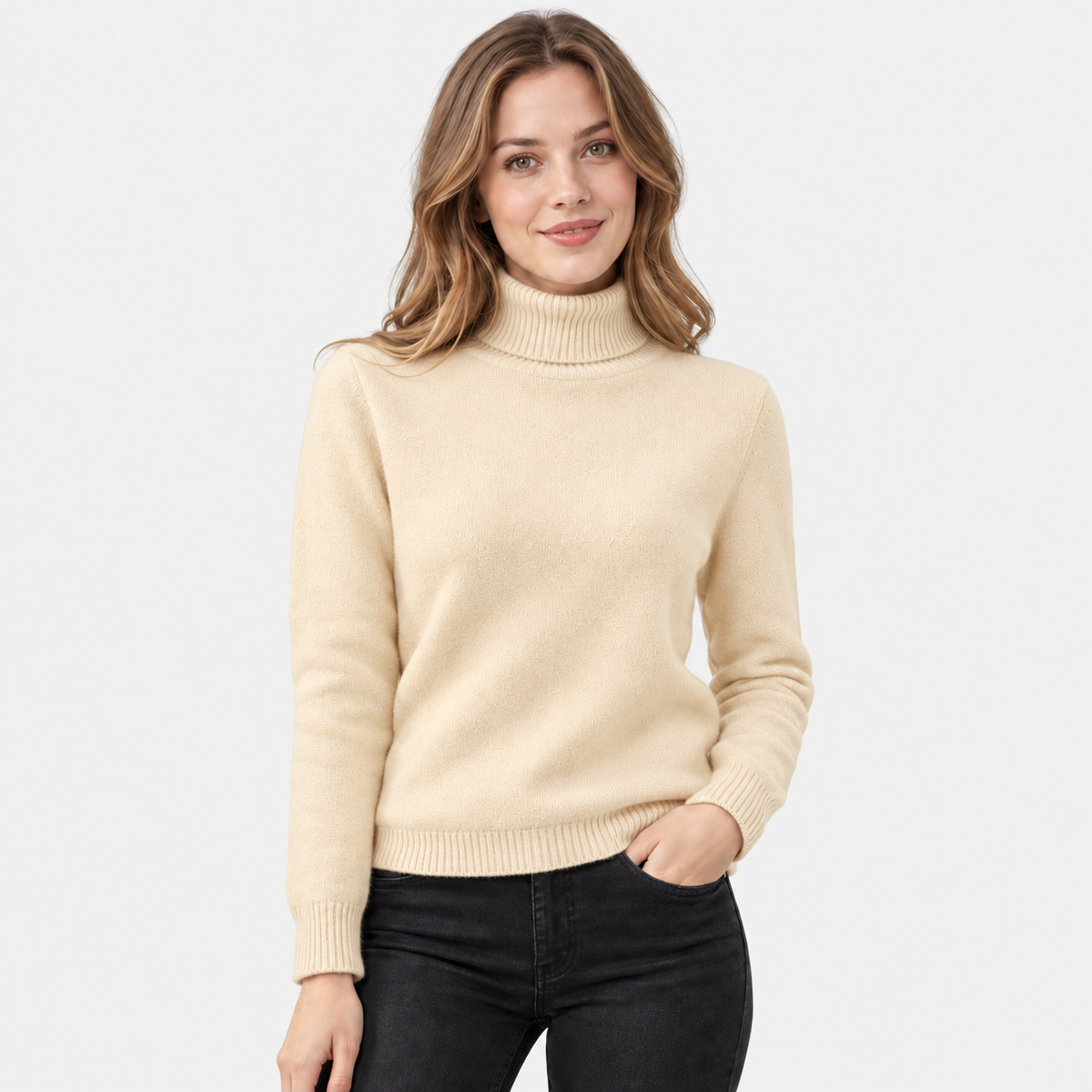 Women's Fleece Turtleneck Sweater - Long Sleeve Pullover