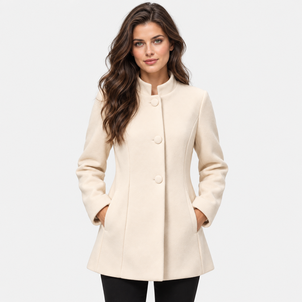 Women's Minimalist Button Front Coat with Regular Fit