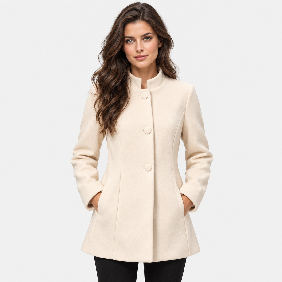 Women's Minimalist Button Front Coat with Regular Fit