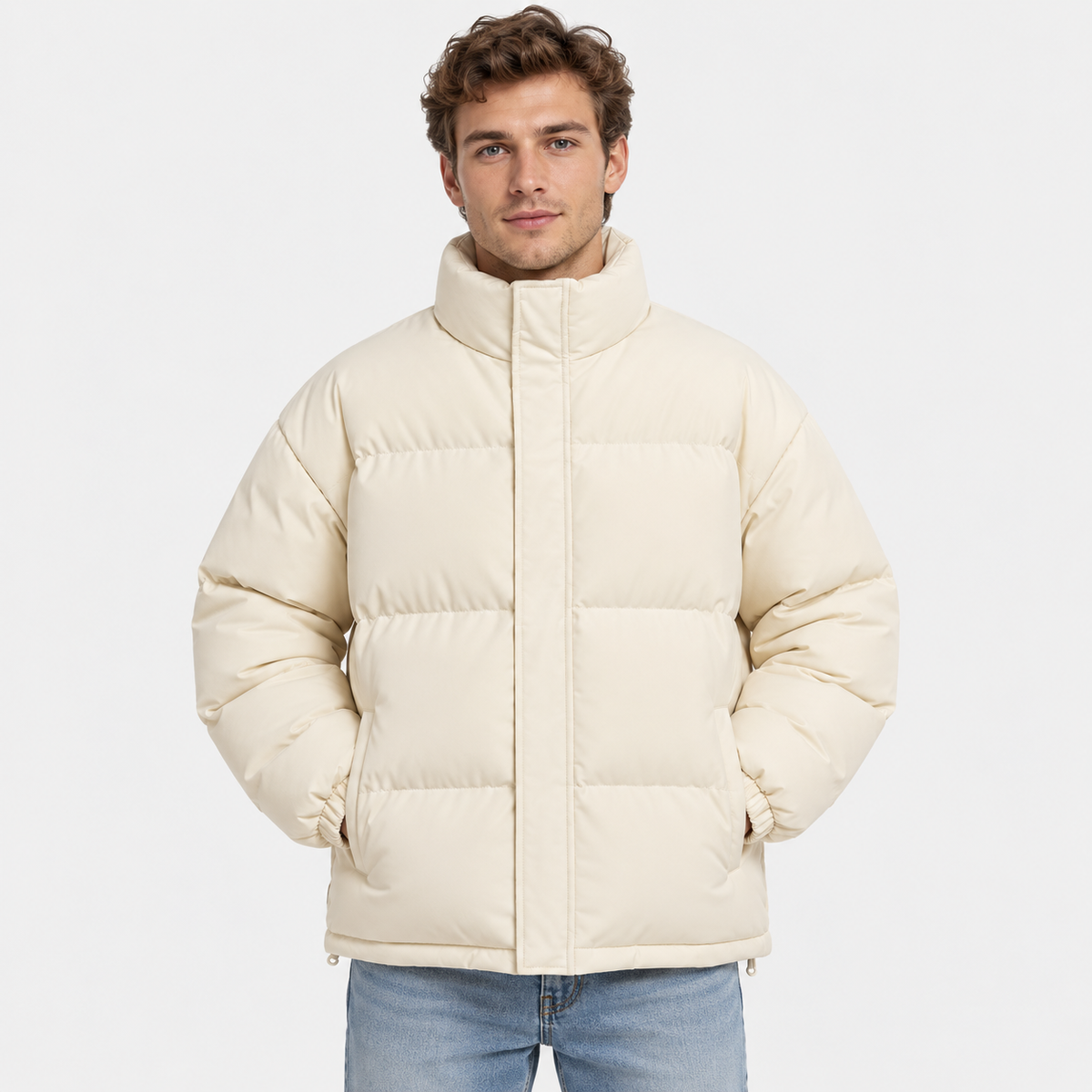 Men's Stand Collar Padded Coat - Thickened Loose Fit