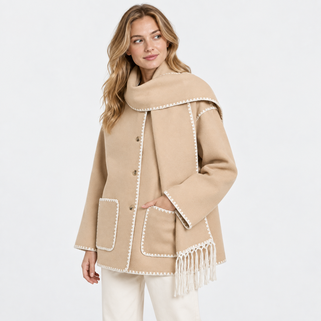 Women's Wool-Look Coat - Thick Loose Fit with Pockets