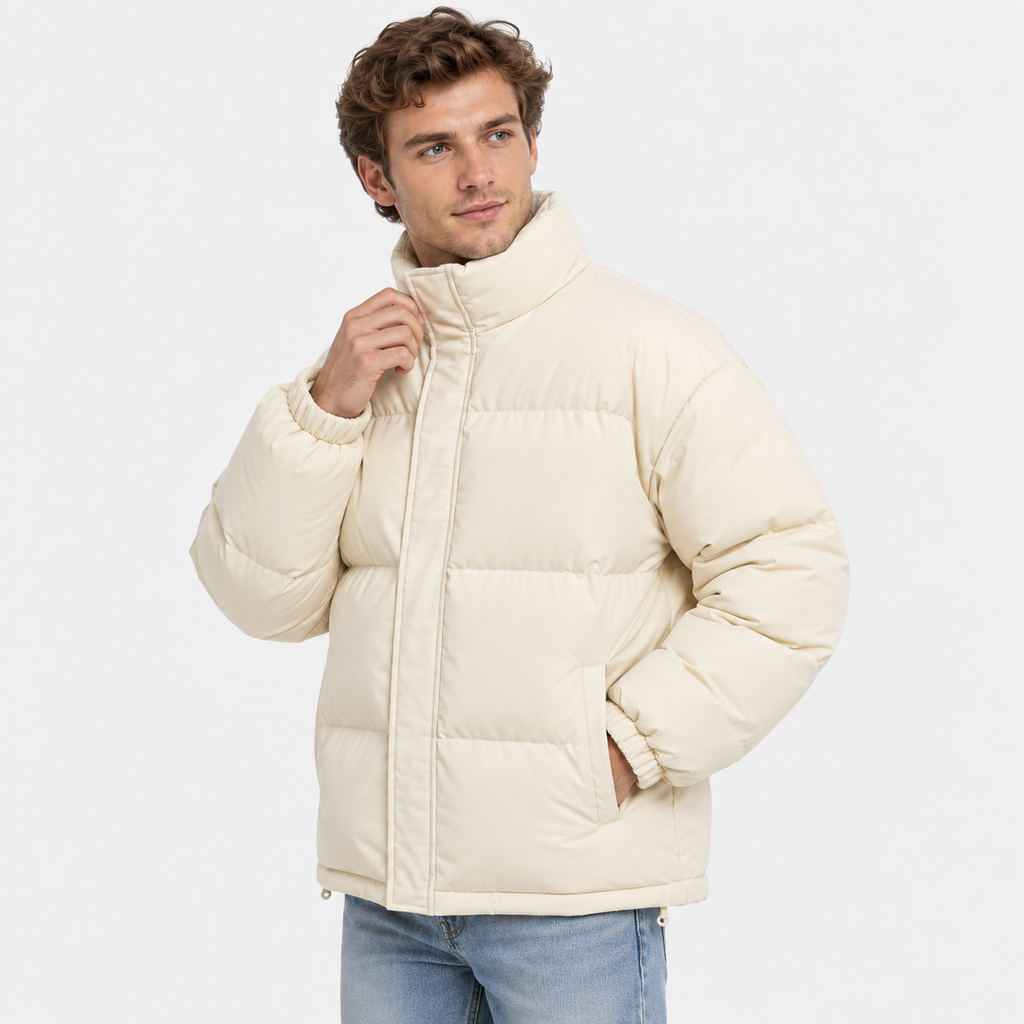 Men's Stand Collar Padded Coat - Thickened Loose Fit