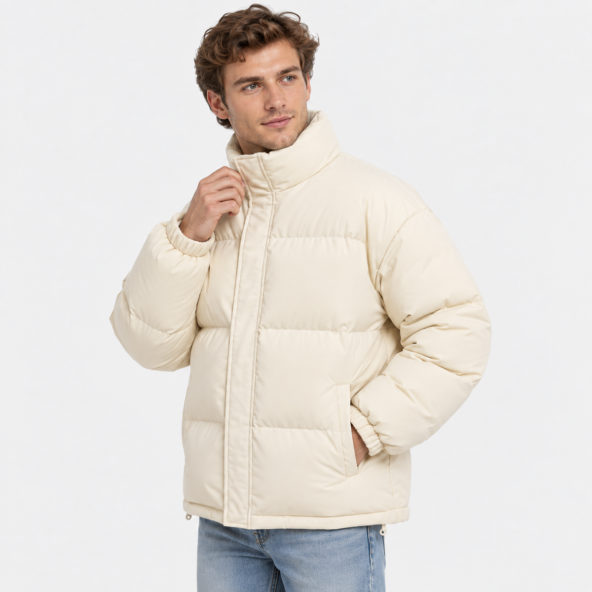 Men's Stand Collar Padded Coat - Thickened Loose Fit