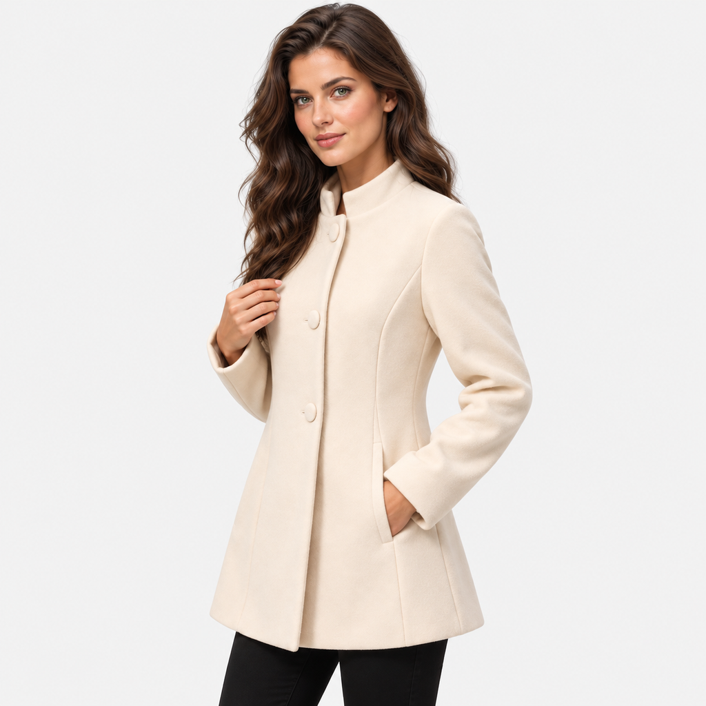 Women's Minimalist Button Front Coat with Regular Fit