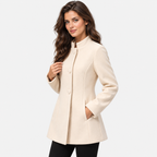 Women's Minimalist Button Front Coat with Regular Fit