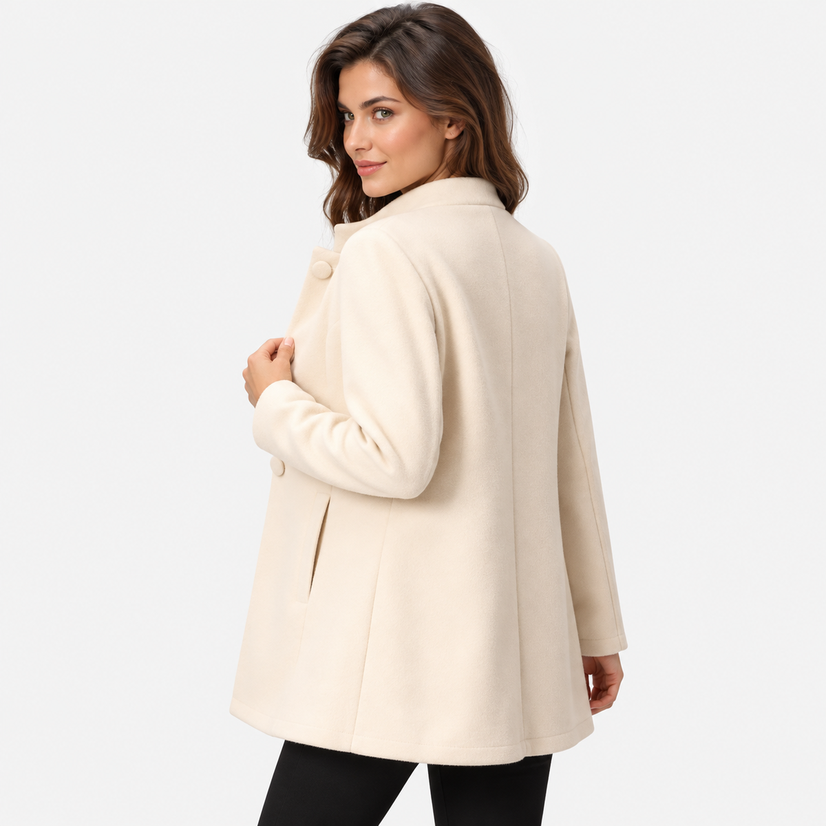 Women's Minimalist Button Front Coat with Regular Fit