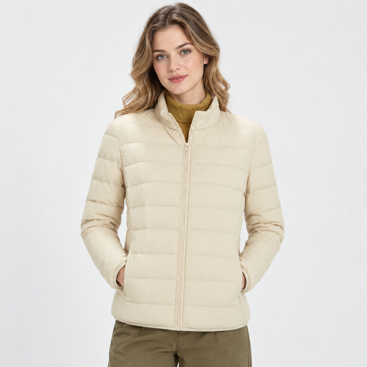 Women's Lightweight Down Jacket - Hooded with Pockets
