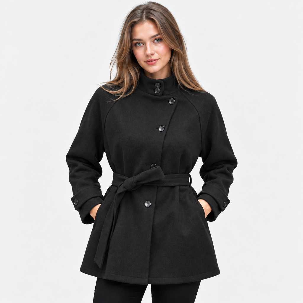 Women's Classic Woven Coat with Elegant Silhouette
