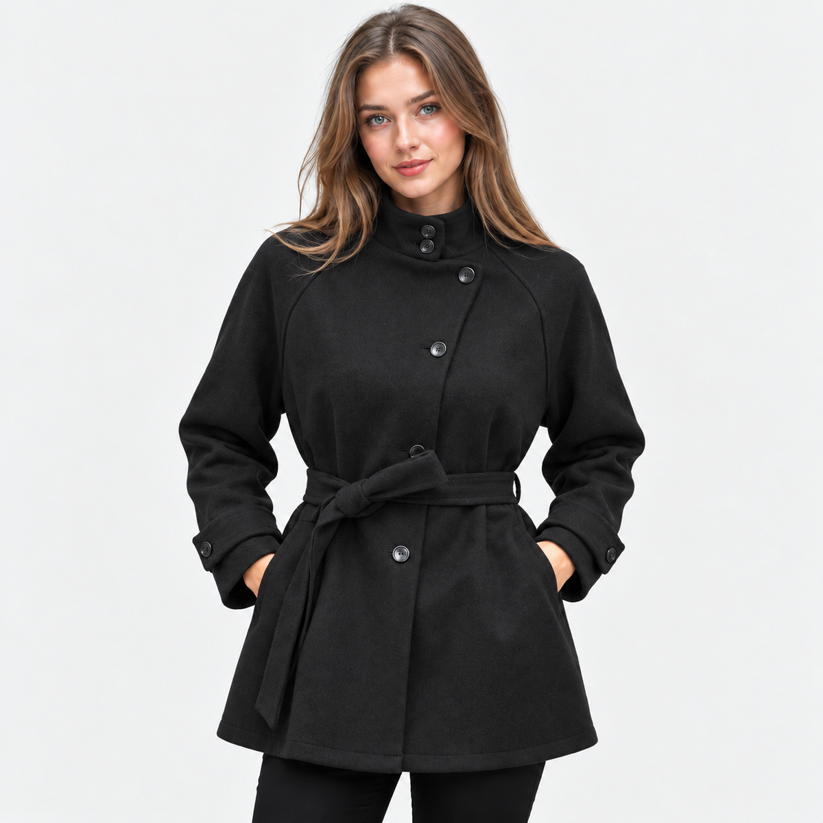 Women's Classic Woven Coat with Elegant Silhouette