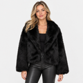 Women's Short Faux Fur Coat - Vintage Lapel Style