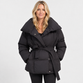 Women's Cotton Winter Coat - Belted Lapel Design