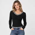 Women's Color Block V-Neck Sweater - Viscose Knit