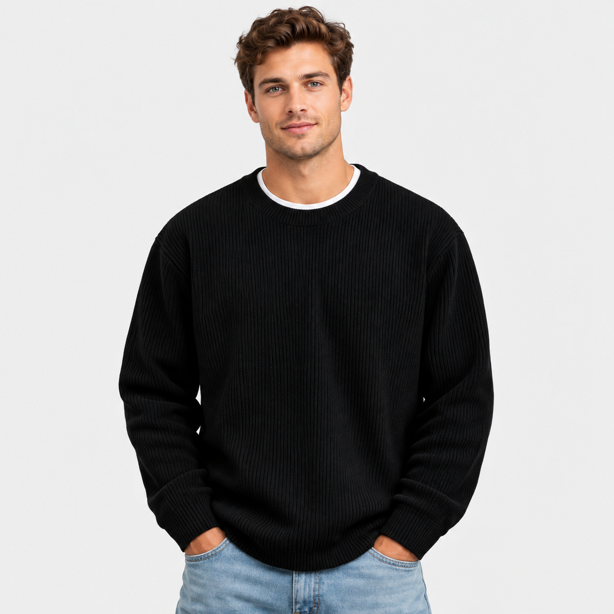 Men's Corduroy Crew Neck Sweatshirt - Long Sleeve