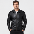 Men's Faux Leather Lapel Jacket - Slim Fit