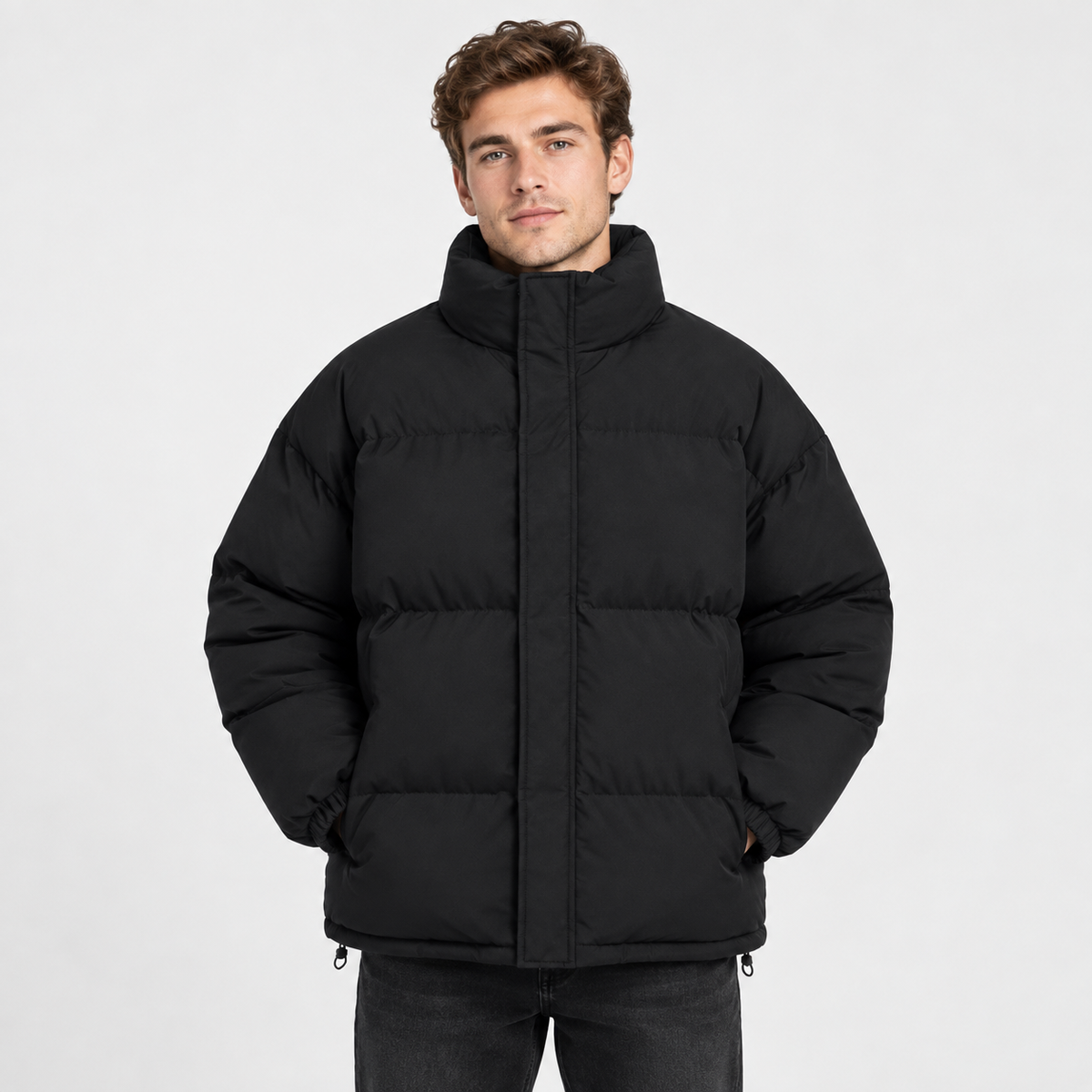 Men's Stand Collar Padded Coat - Thickened Loose Fit