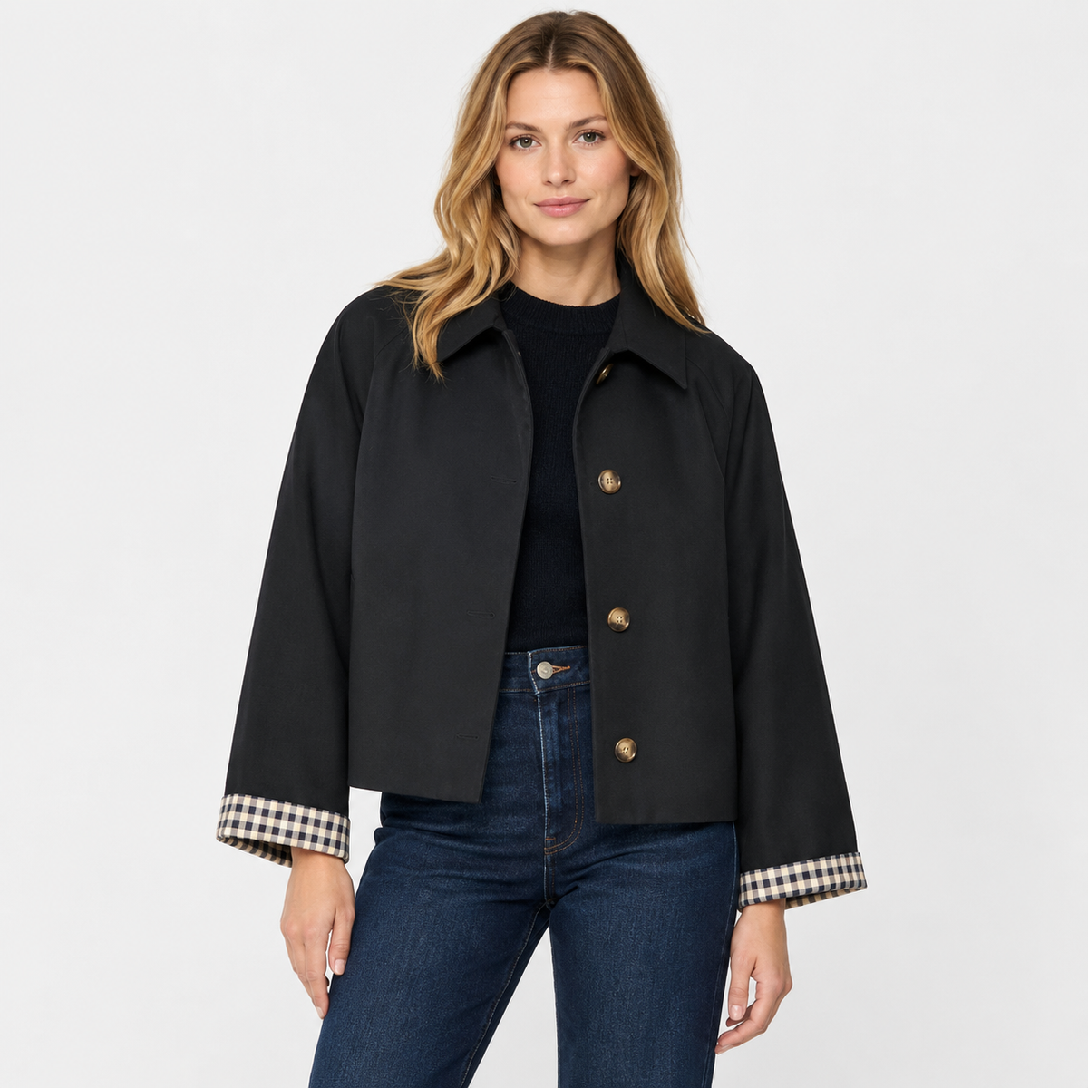 Women's Casual Jacket - Single-Breasted Woven Design