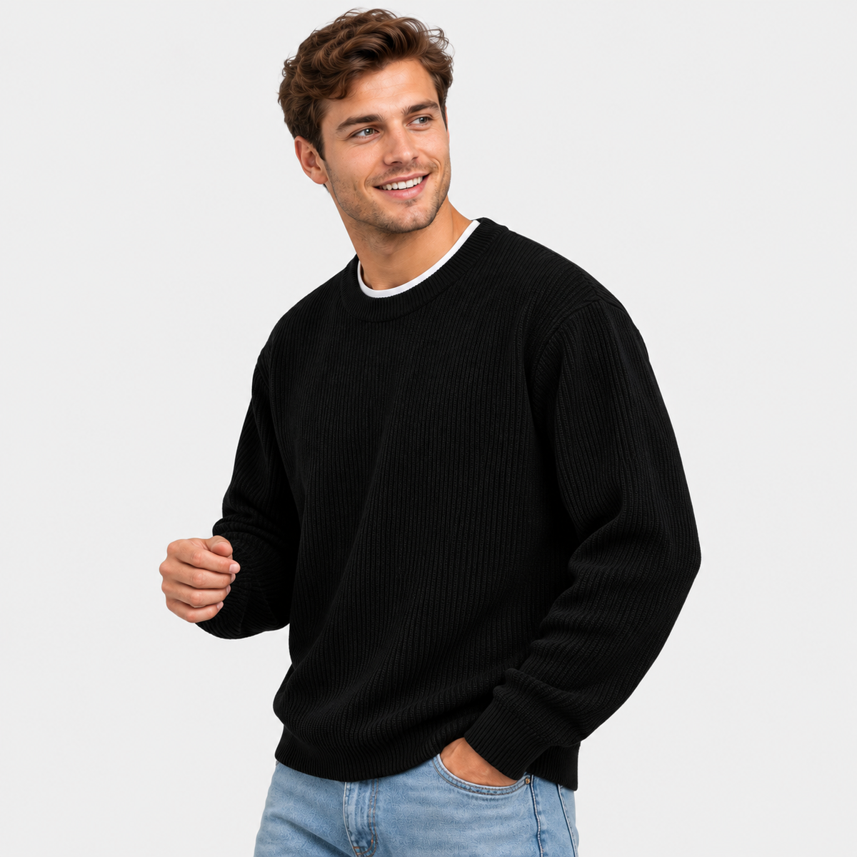 Men's Corduroy Crew Neck Sweatshirt - Long Sleeve