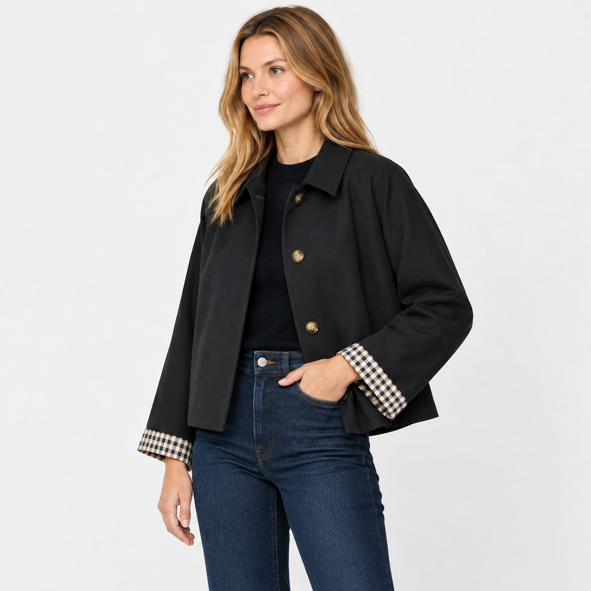 Women's Casual Jacket - Single-Breasted Woven Design