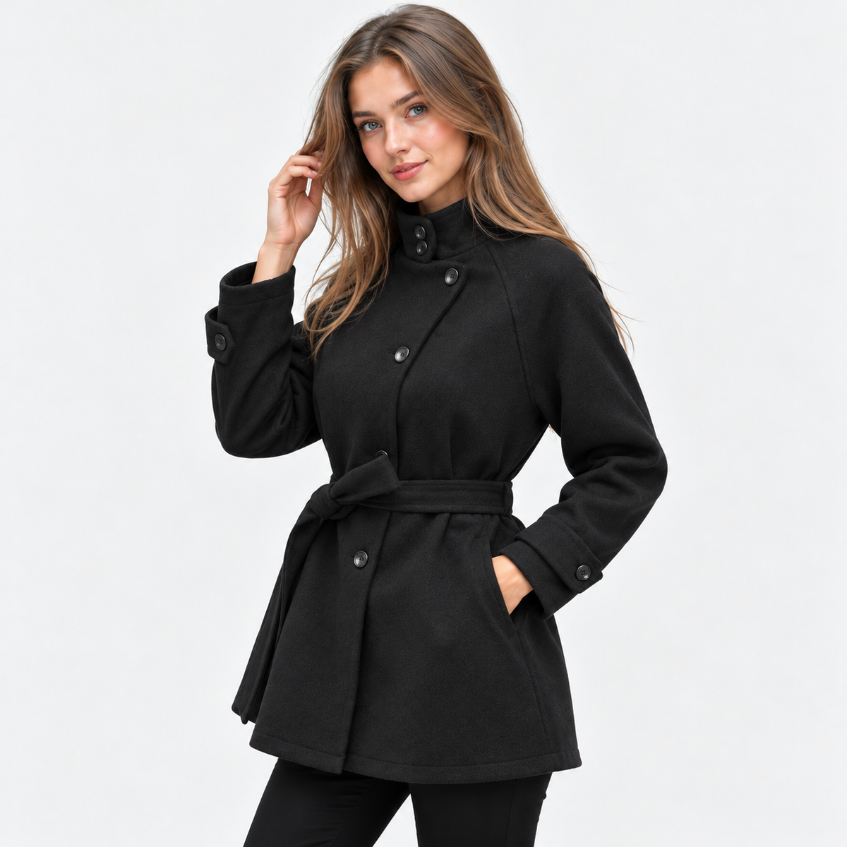 Women's Classic Woven Coat with Elegant Silhouette