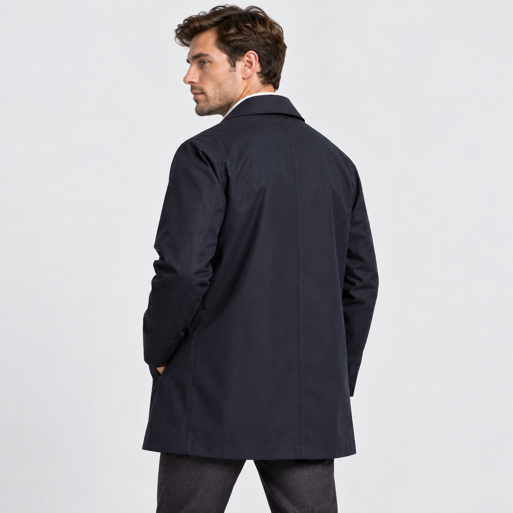 Men's Single-Breasted Trench Coat - Lapel Collar