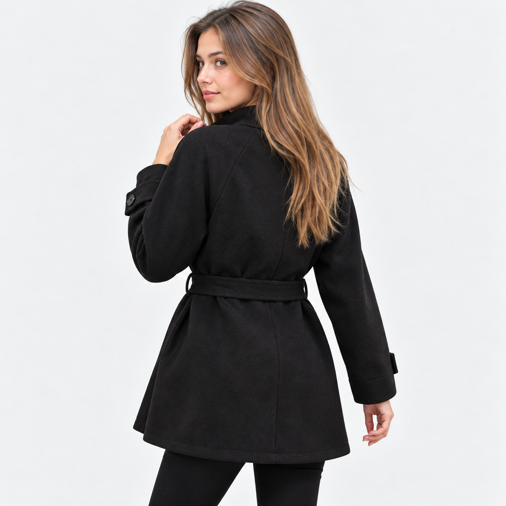 Women's Classic Woven Coat with Elegant Silhouette