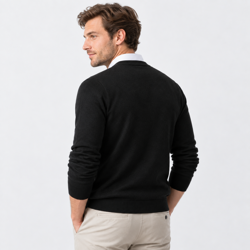 Men's V-Neck Pullover Sweater - Long Sleeve