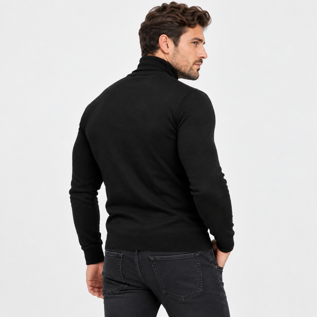 Men's Printed Turtleneck T-Shirt - Long Sleeve