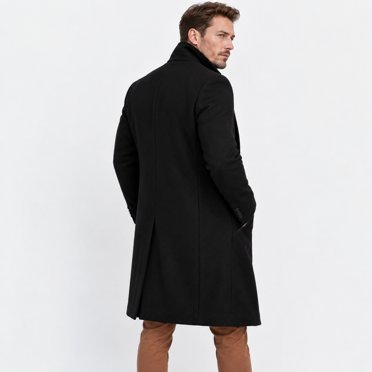 Men's Mid-Length Woolen Coat - Thickened Winter Style