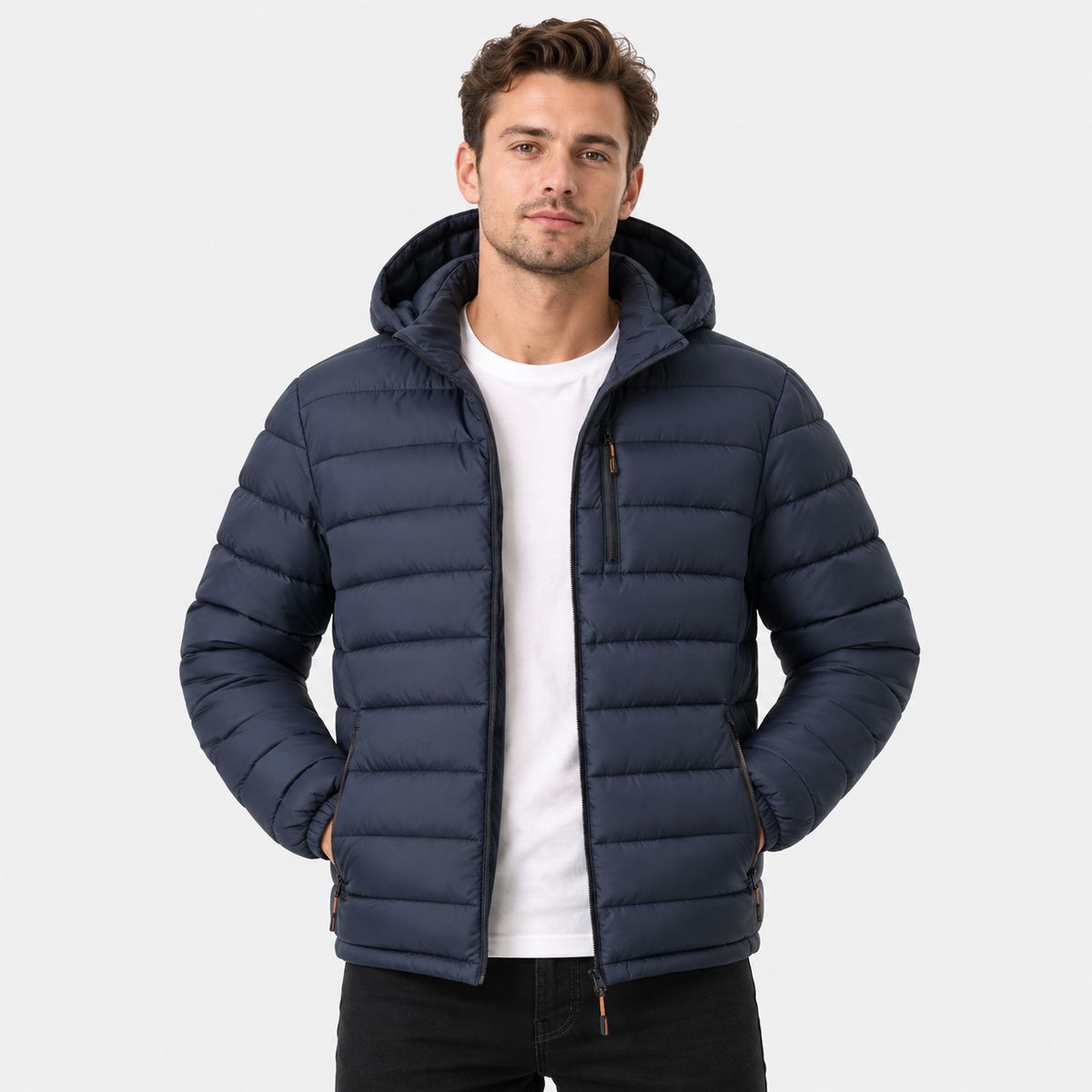Men's Hooded Winter Jacket - Warm Padded Design