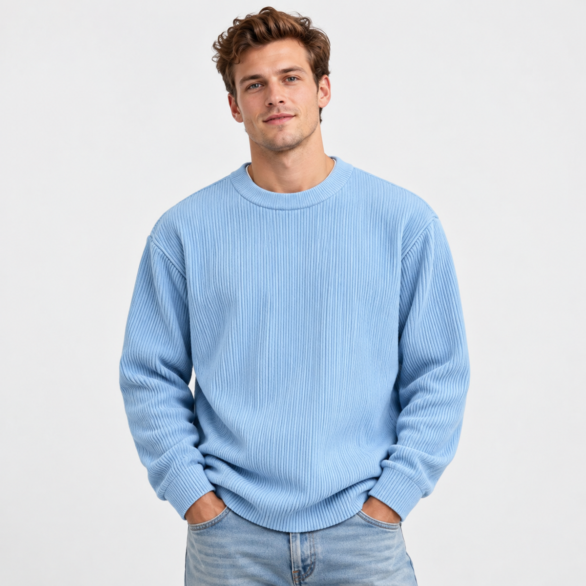 Men's Corduroy Crew Neck Sweatshirt - Long Sleeve