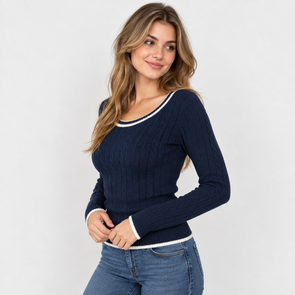 Women's Color Block V-Neck Sweater - Viscose Knit