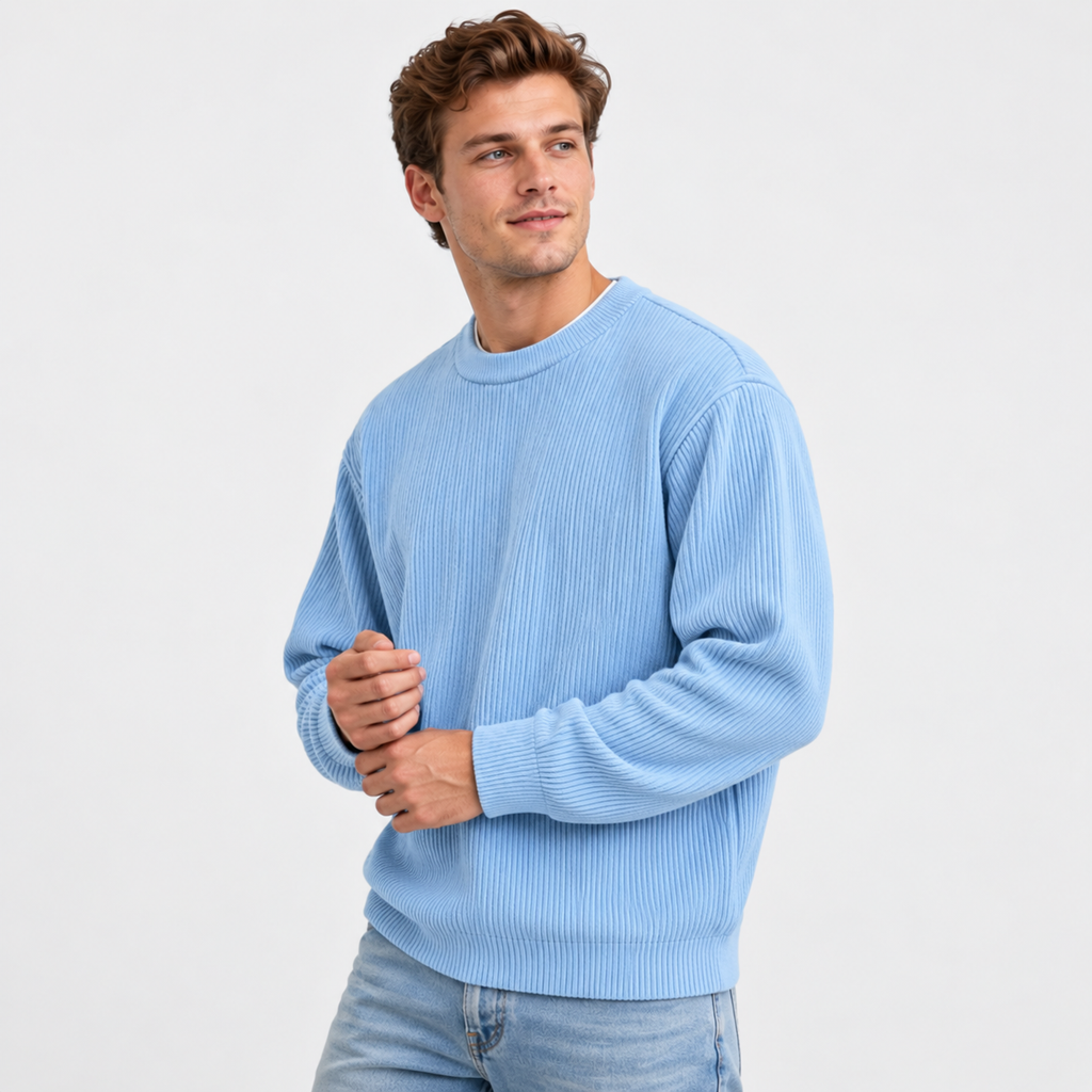 Men's Corduroy Crew Neck Sweatshirt - Long Sleeve