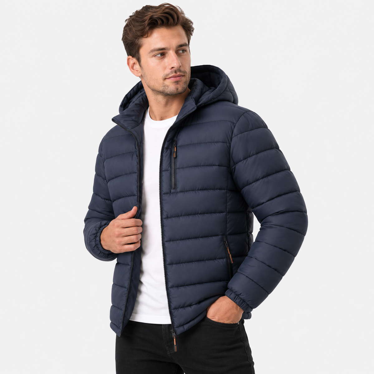 Men's Hooded Winter Jacket - Warm Padded Design