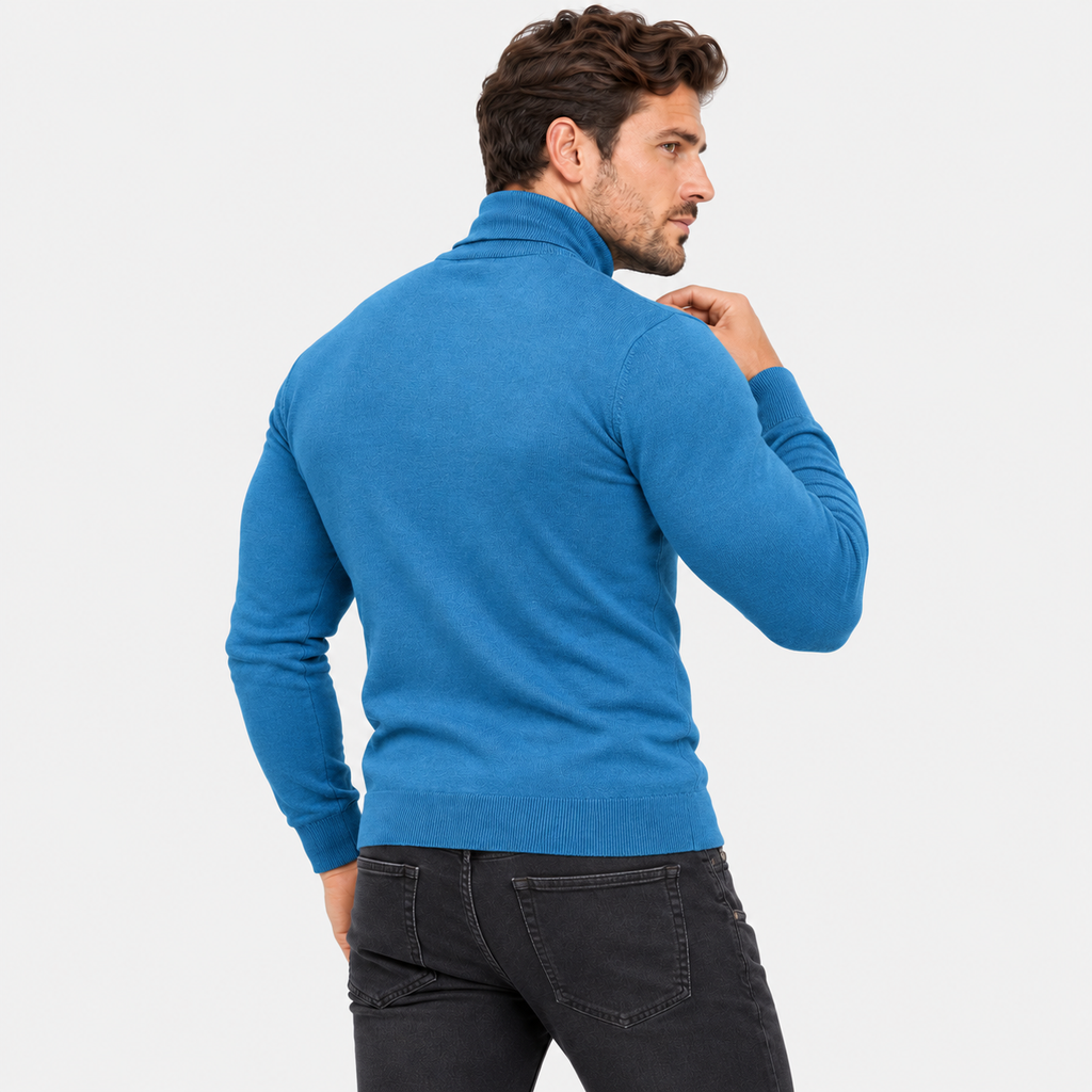 Men's Printed Turtleneck T-Shirt - Long Sleeve