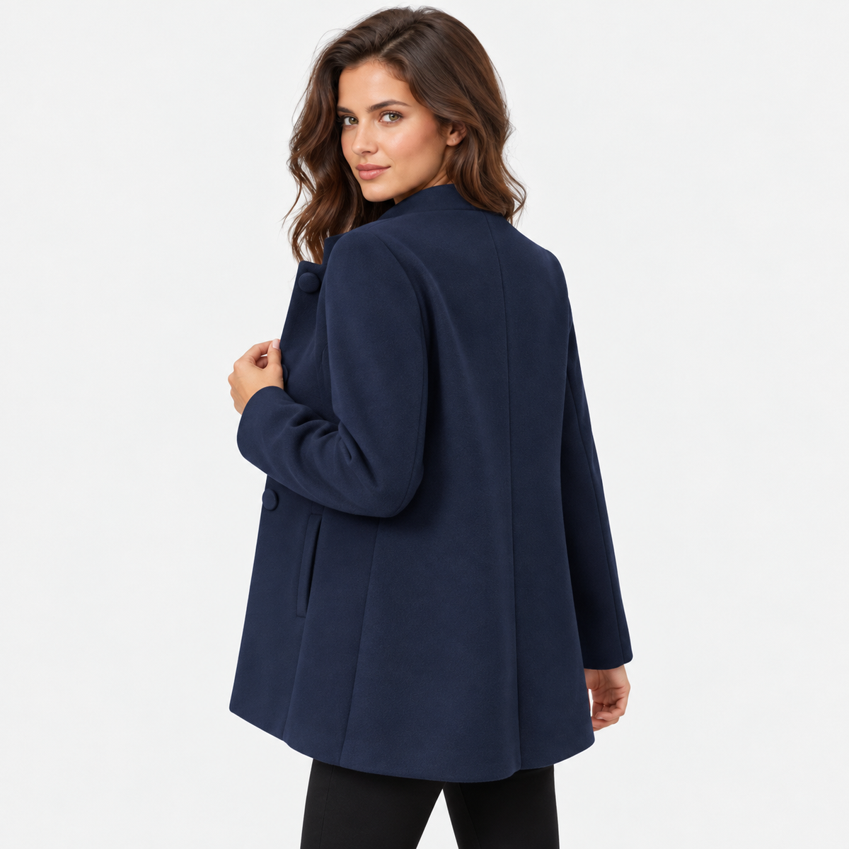 Women's Minimalist Button Front Coat with Regular Fit