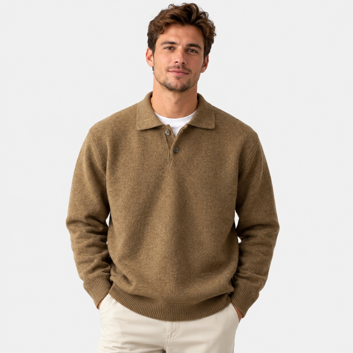 Men's Casual Pullover Sweater - Long Sleeve Loose Fit