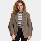Women's Brown Blazer Jacket with Tassel Details