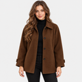 Women's Wool Blend Coat with Lapel Collar and Button Front