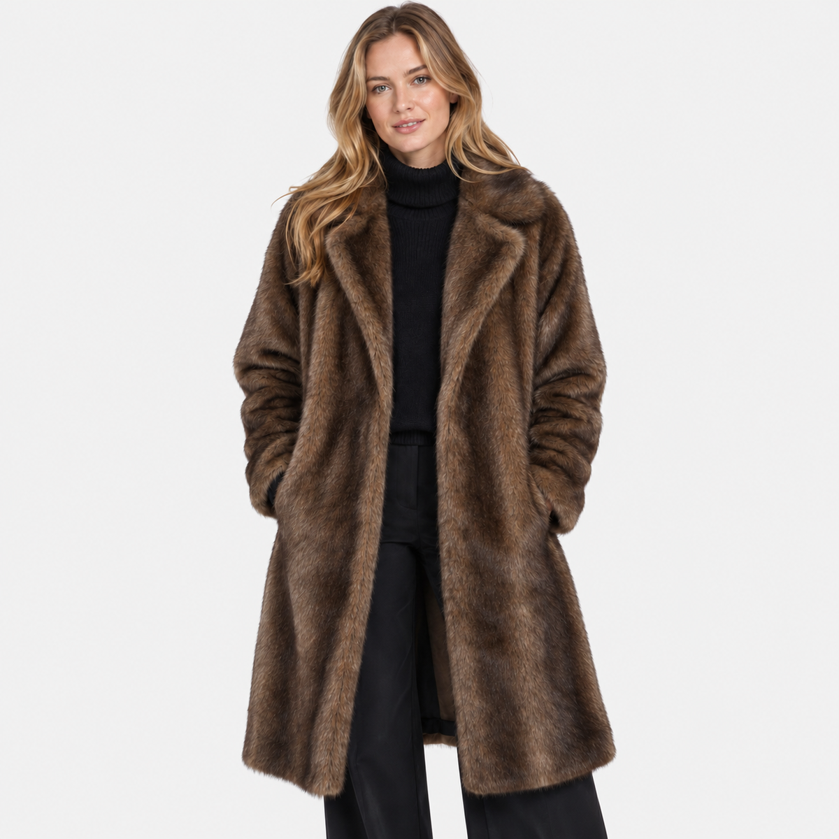 Women's Long Faux Fur Coat - Thickened Winter Style