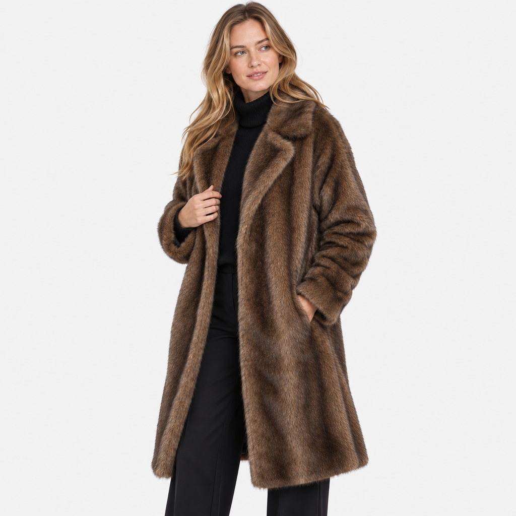 Women's Long Faux Fur Coat - Thickened Winter Style