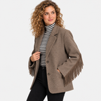 Women's Brown Blazer Jacket with Tassel Details