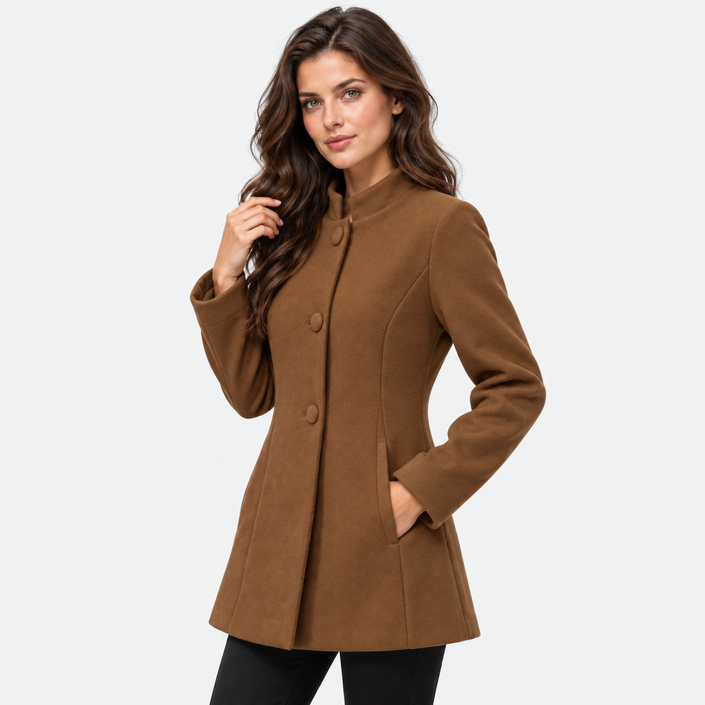 Women's Minimalist Button Front Coat with Regular Fit