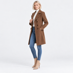 Women's Classic Mid-Length Wool Coat with Slim Fit