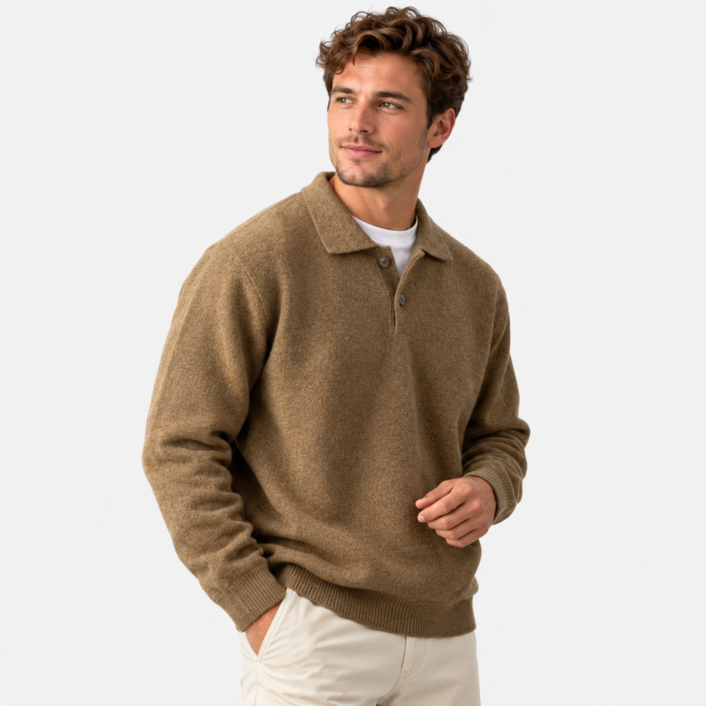 Men's Casual Pullover Sweater - Long Sleeve Loose Fit
