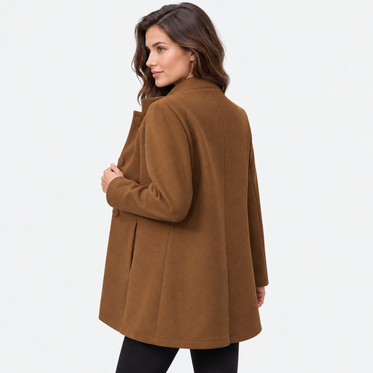 Women's Minimalist Button Front Coat with Regular Fit