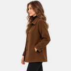 Women's Wool Blend Coat with Lapel Collar and Button Front
