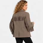 Women's Brown Blazer Jacket with Tassel Details